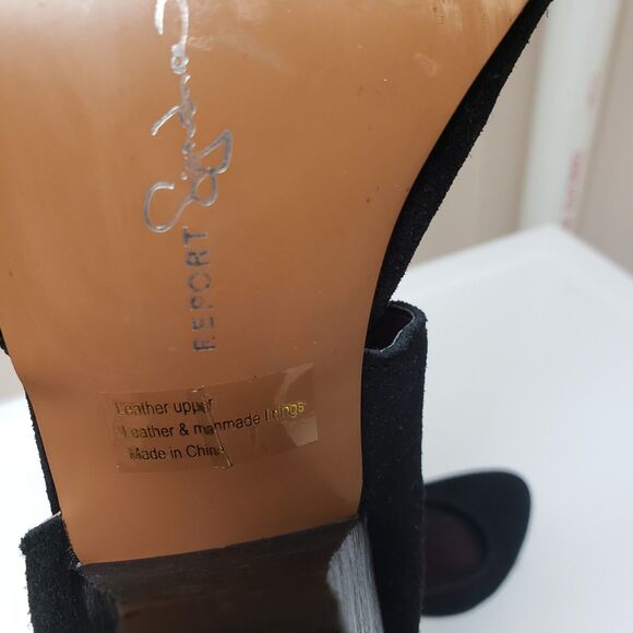 Report Signature Womens Black Suede Ankle Strap Block Heel Dress Shoes Sz 10 POE - Picture 13 of 15